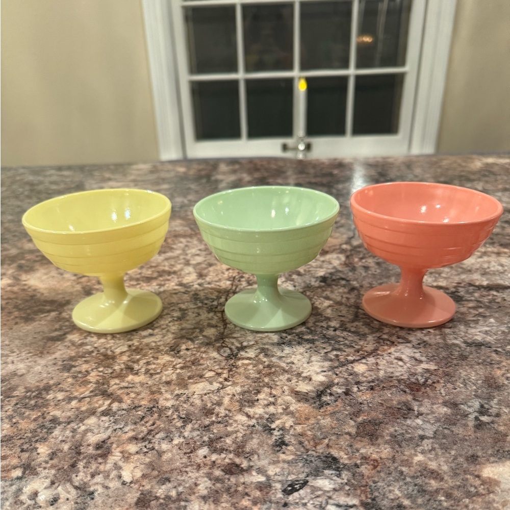 Hazel Atlas Moderntone Platonite sherbet dishes - Picture 2 of 4